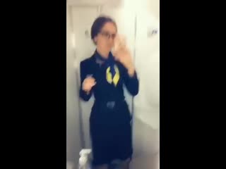 stewardess masturbates on the plane